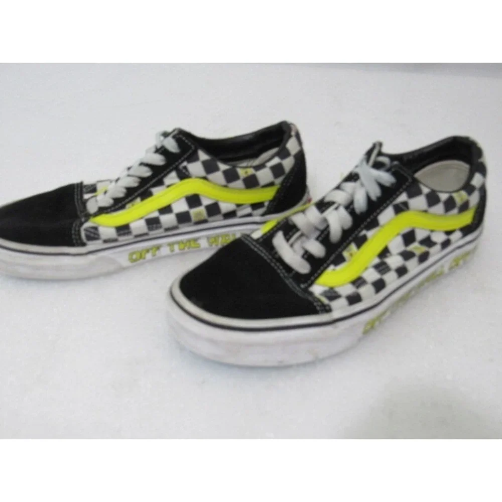 VANS Off The Wall Shoes Sponge Bob Square Pants Black‎ Checker Sneakers Sz 7